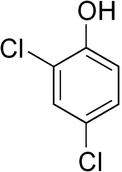 Structuurformule van 2,4-dichloorfenol