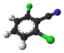 Molecuulmodel van 2,6-dichloorbenzonitril