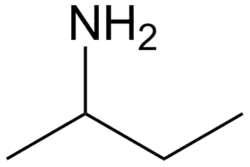 Structuurformule van 2-aminobutaan