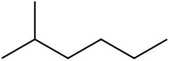 Structuurformule van 2-methylhexaan