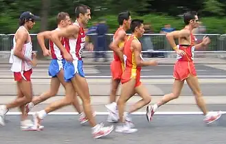 De 20 km snelwandelen op het WK 2005 te Helsinki, Finland.