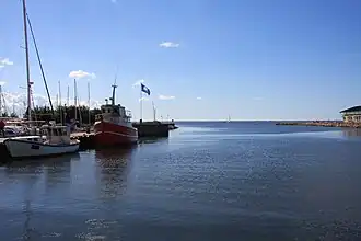 Ringkøbing Fjord, gezien vanuit de haven van Ringkøbing.