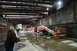 Bouwput station Rokin gezien in zuidelijke richting, mei 2011.