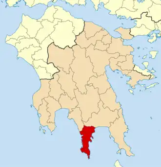 Kaart van Anatoliki Mani