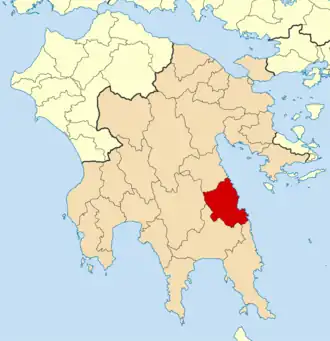 Kaart van Notia Kynouria