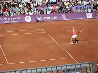 Caroline Wozniacki tijdens de finale van het Brussels Open 2011