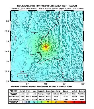 Aardbeving Yunnan maart 2011