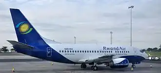 RwandAir Boeing 737-500 9XR-WD op Jomo Kenyatta International Airport (in 2012)