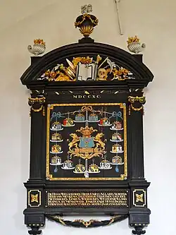 Rouwbord van Unico Allard Alberda in de kerk van Uithuizen