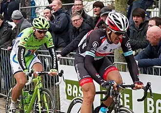 Fabian Cancellara en Peter Sagan tijdens de Ronde van Vlaanderen 2013.