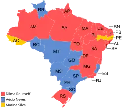 Uitslag eerste ronde per staat