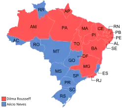 Uitslag tweede ronde per staat