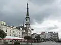 Stadhuis en de ringbebouwing op de Oude Markt van Ząbkowice Śląskie / Frankenstein in Schlesien