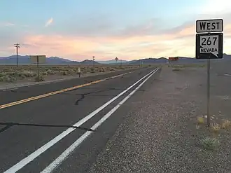 Het begin van de SR 267 in Scotty's Junction