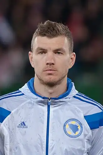 Džeko tijdens het duel met Oostenrijk op 31 maart 2015.