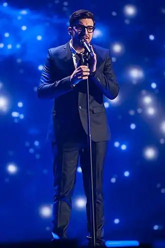 Giannis Karagiannis tijdens het Eurovisiesongfestival 2015