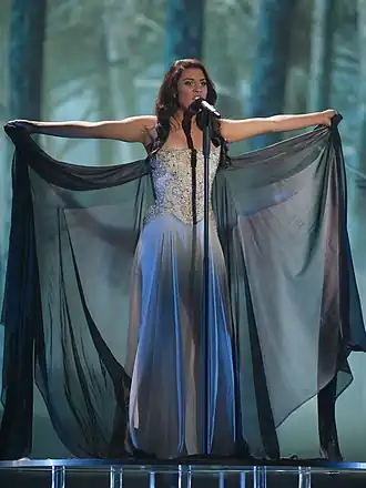 Mélanie René tijdens het Eurovisiesongfestival 2015