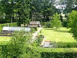 Bovenaanzicht van de tuin van het Huis Den Dam