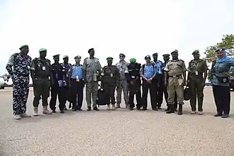 Politie-agenten van AMISOM en UNSOM, de vredesoperaties in Somalië, anno 2015.