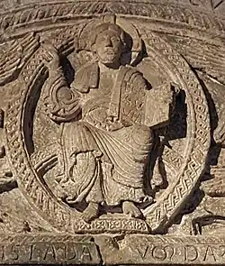 Het gebaar wordt teruggevonden in timpanen op kerkgebouwen met als detail een religieuze voorstelling.