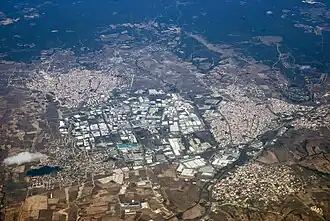 Het district Çerkezköy van boven gezien