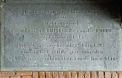 Gedenksteen van de oprichting van de stichting van Weldadigheid in 1845 in Zutphen