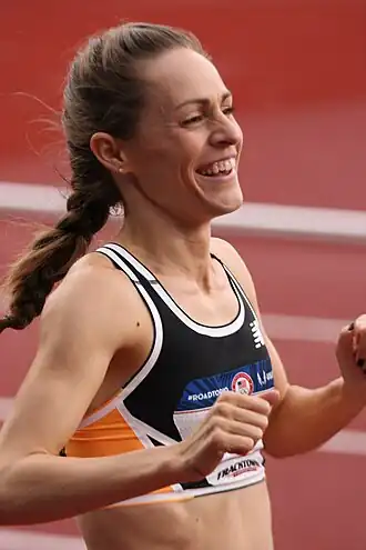 Jennifer Simpson tijdens de Amerikaanse trials voor de Olympische Spelen in 2016.
