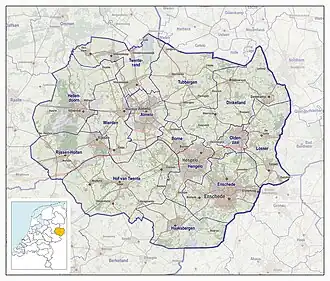 Veiligheidsregio Twente, impressie van het landschap en indeling van gemeenten (2017)