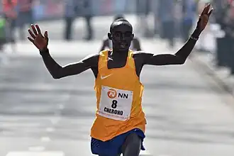 Tijdens de marathon van Rotterdam in 2017