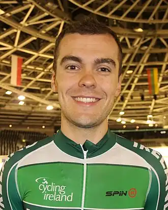 Downey bij de Europese kampioenschappen baanwielrennen 2017.