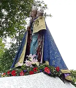 'Oude' blauwe en crêmekleurige mantel