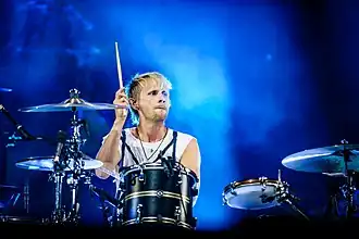 Dominic Howard in 2018 tijdens Rock im Park.