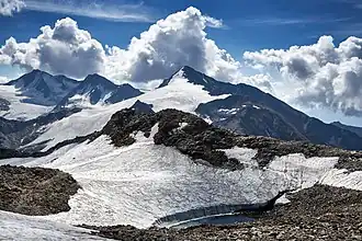 Schnalskam met Similaun, Marzellspitze en Hintere Schwärze