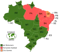 Uitslag eerste ronde per staat
