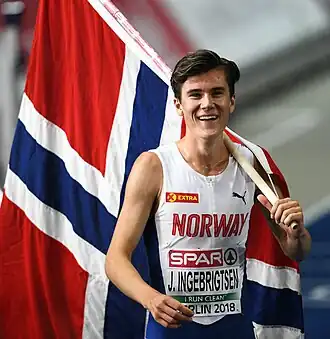 Jakob Ingebrigtsen tijdens het EK in 2018.