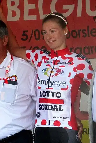 Kelly Van den Steen won de bolletjestrui in de Lotto Belgium Tour 2018