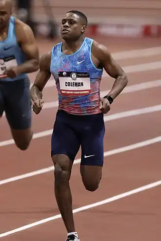 Christian Coleman op de Amerikaanse indoorkampioenschappen van 2018