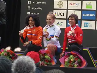 Nadja Heigl (rechts) op het WK 2018 in Valkenburg