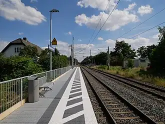 Het nieuwe station op de dag van ingebruikname (1 juli 2019).