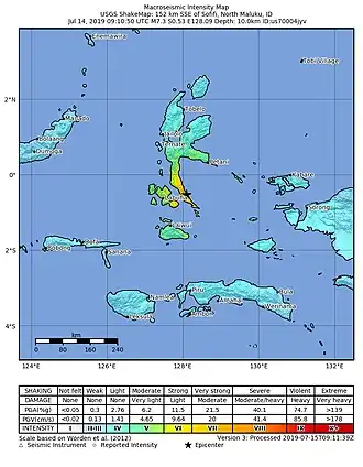 Aardbeving Halmahera juli 2019