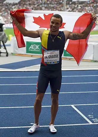 Andre De Grasse bij de ISTAF in Berlijn in 2019.