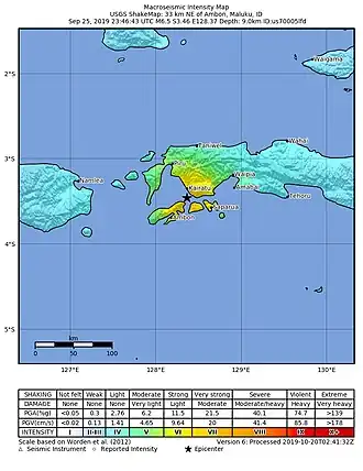 Aardbeving Ambon-Seram 2019