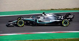 Bottas in de W10, Barcelona