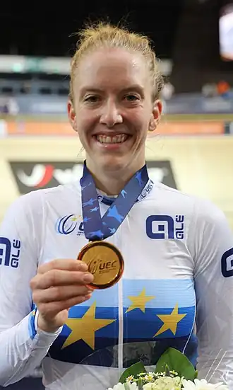 Franziska Brauße tijdens EK baanwielrennen 2019.