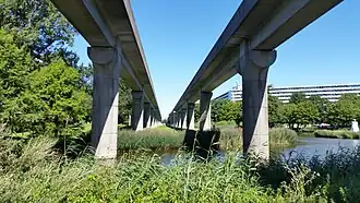 Brug 1613 op traject tussen de beide metrostations (augustus 2020)