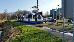 12G-tram op lijn 19 op het Voorlandpad; maart 2020.