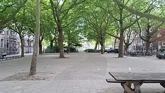 Overzicht van het plein (juli 2020)