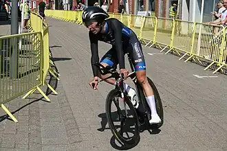 Adam Holm Jørgensen tijdens het Deens kampioenschap tijdrijden in 2021