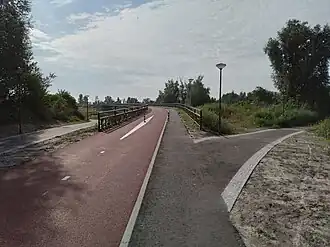 Yaa Adu-Ampomabrug (Reigersbospadbrug) richting Gaasperdammertunnel (september 2021)