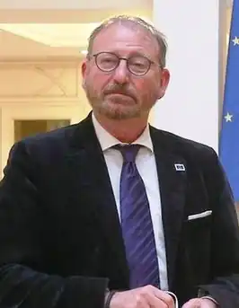 Daems in de hoedanigheid van voorzitter van de Parlementaire Assemblee van de Raad van Europa in maart 2021.